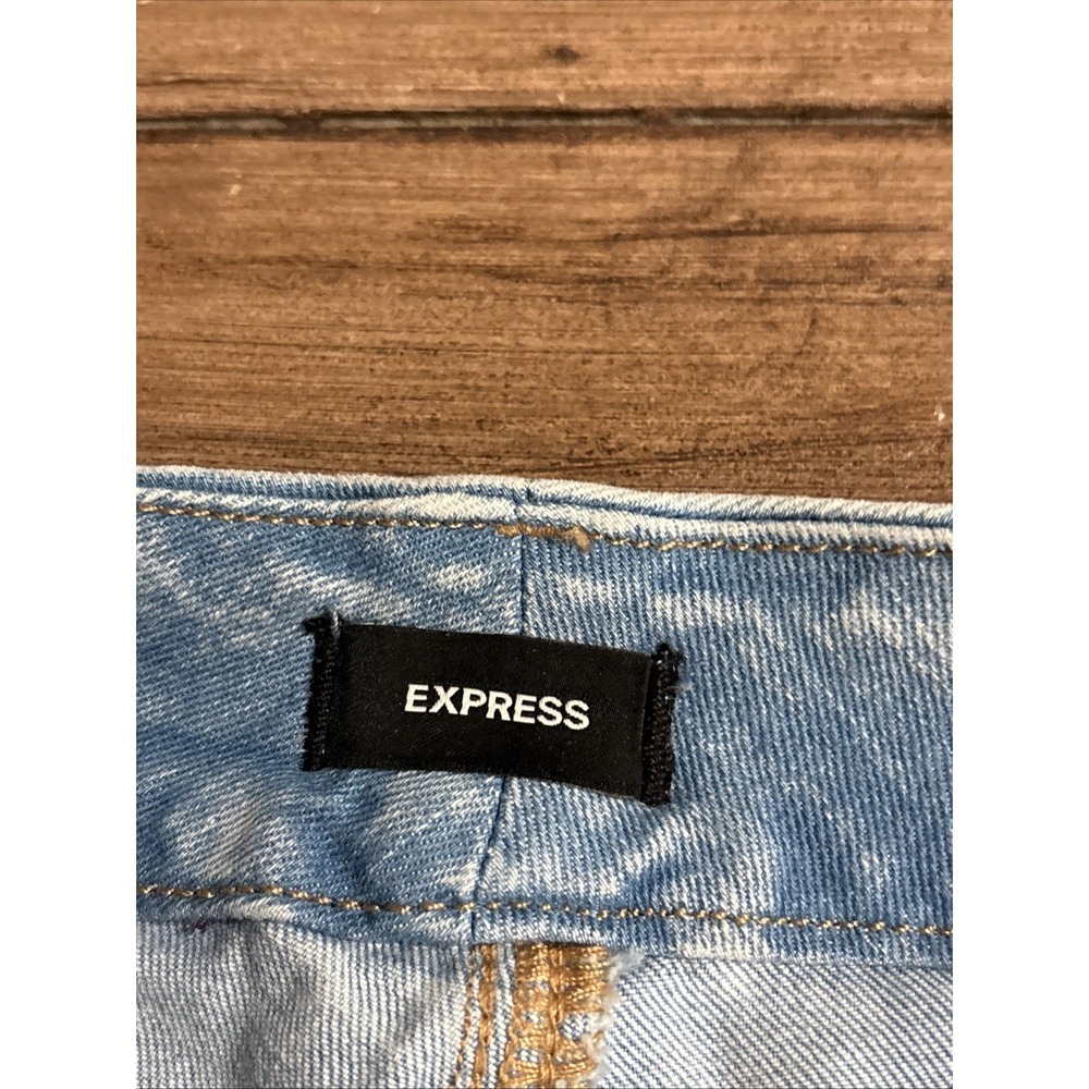 Express Jeans Womens 6/8/10 90s Slim Super High Rise Denim Light Wash Straight - Picture 7 of 14